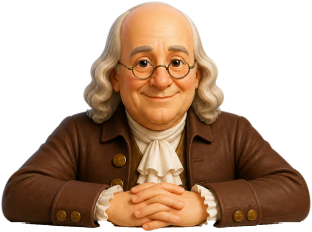 Franklin peeking over the top of the invite form